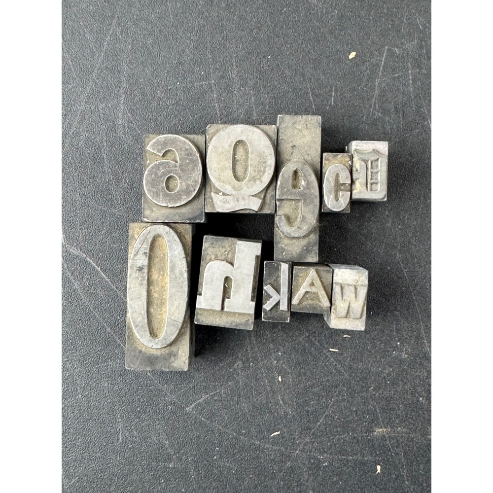 Vintage Metal Letterpress Blocks Lot Mixed Typography Printing Type Lead Alloy